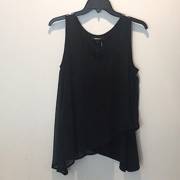 DKNY black asymmetrical top. NWT size XS, more like a small. - Picture 1 of 9